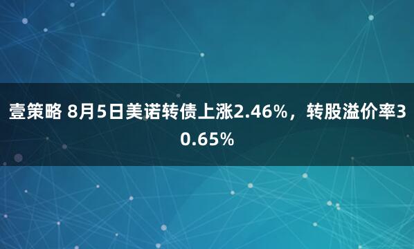 壹策略 8月5日美诺转债上涨2.46%，转股溢价率30.65%